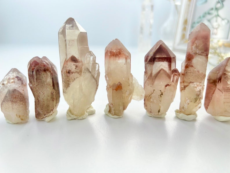 Red Hematite Quartz, Phantom Quartz Points, Iron Inclusions, Hematoid Phantoms, Natural Specimens, Rough Crystal, Raw Crystals image 1