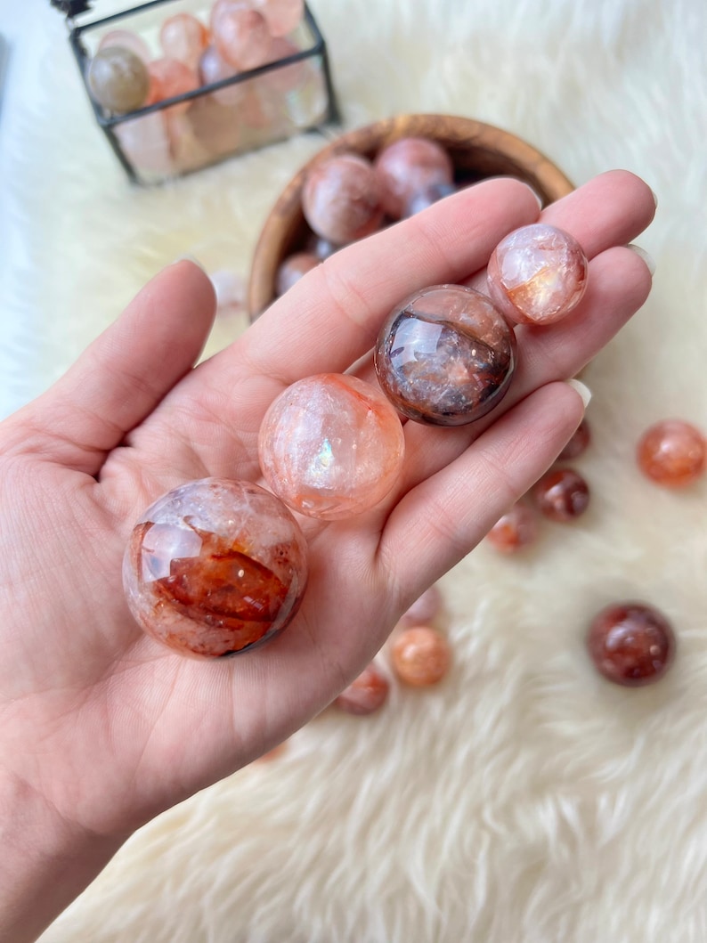 Mini Fire Quartz Spheres Hematoid Spheres Red Brown Yellow Etsy