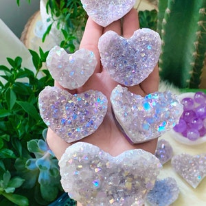 Aura Amethyst Heart Cluster, Crystal Heart, Crystal Healing, Purple Crystals