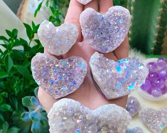 Aura Amethyst Heart Cluster, Crystal Heart, Crystal Healing, Purple Crystals