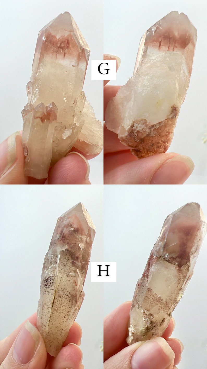 Quartz hématite rouge, Points de quartz fantôme, Inclusions de fer, Fantômes hématoïdes, Spécimens naturels, Cristal brut, Cristaux bruts image 6