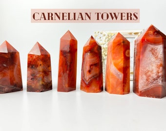 Carnelian Towers, Banded Carnelian Points, Quartz Druzies Cavaties, Natural Patterns, Crystal Collector, Healing Crystals, Mineral Mining