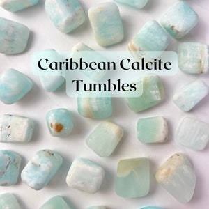 Caribbean Calcite Tumbles, Tumbled Crystals, Pocket Stones, Choose Size, Healing Crystals, Blue Minerals