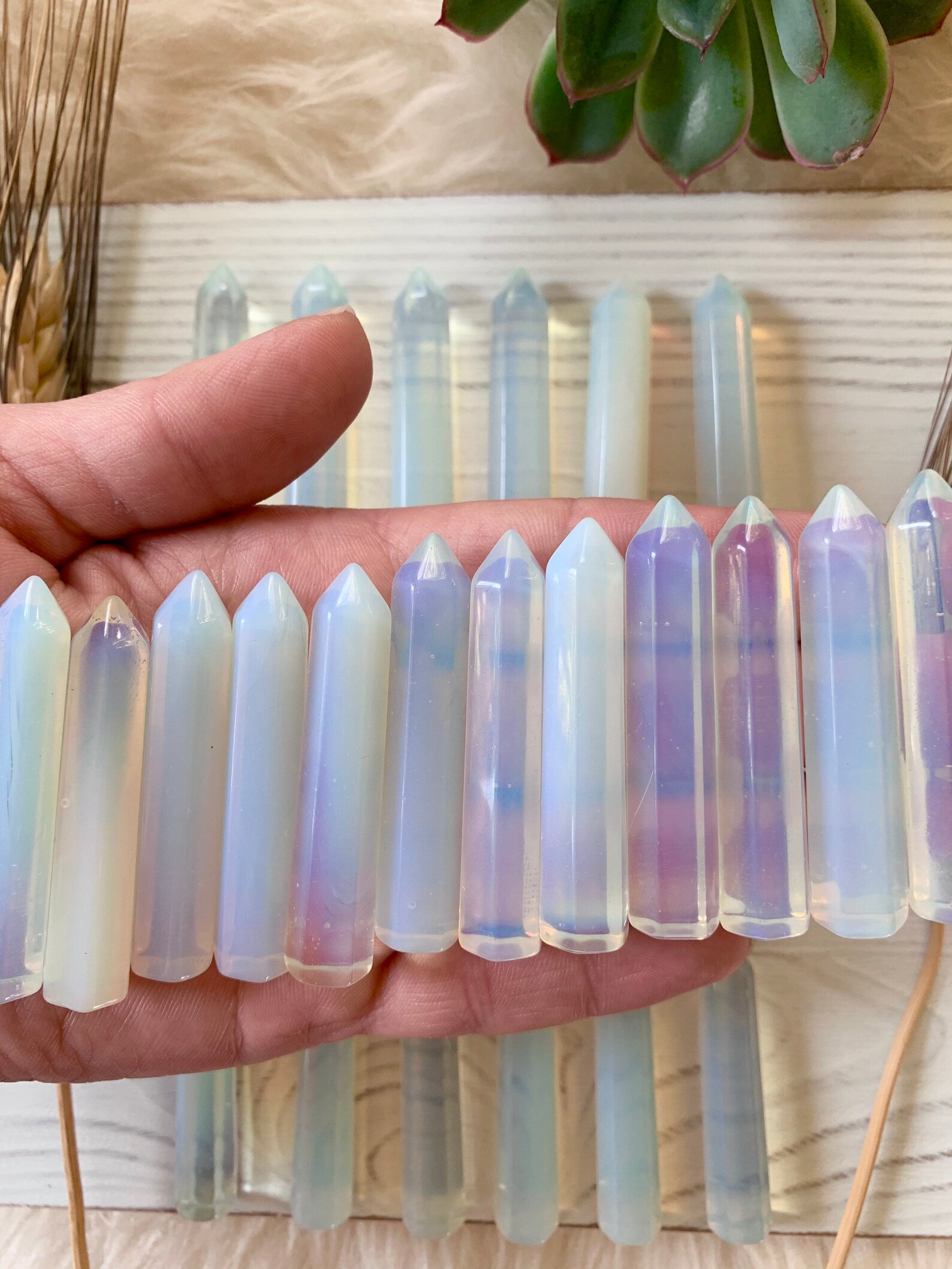 Mini Crystal Opalite Mini Tower Man Made Crystal Pendant Etsy