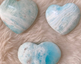 Caribbean Calcite Heart From Pakistan, White Aragonite, Blue Calcite, Brown Aragonite