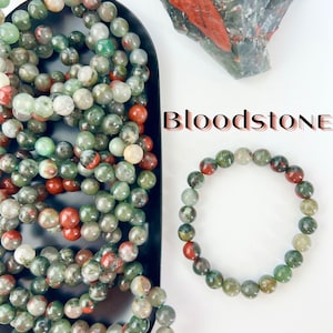 8mm Bloodstone Bracelet, One Piece, Stretchy Cord, Crystal Jewelry, Beaded Bracelets, Healing Crystals, Wearable Crystal image 1