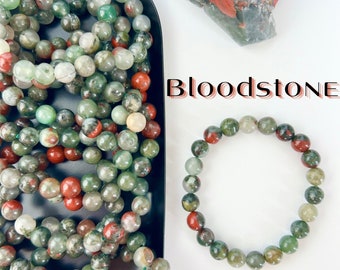 8mm Bloodstone armband, één stuk, rekbaar koord, kristallen sieraden, kralen armbanden, helende kristallen, draagbaar kristal