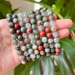 8mm Bloodstone Bracelet, One Piece, Stretchy Cord, Crystal Jewelry, Beaded Bracelets, Healing Crystals, Wearable Crystal image 3