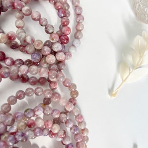 Unicorn Stone Bracelet, Lepidolite and Pink Tourmaline, One Piece, Stretchy Cord, Crystal Jewelry, Beaded Bracelets, Healing Crystals image 5