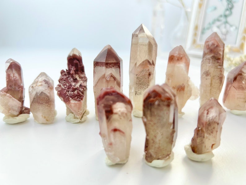 Red Hematite Quartz, Phantom Quartz Points, Iron Inclusions, Hematoid Phantoms, Natural Specimens, Rough Crystal, Raw Crystals image 10