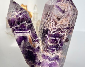 Amethyst Twin Tower, Chevron Amethyst. Dream Amethyst, Jumbo Sized Tower, Double Point, Twin Flame, Crystal Statement Piece