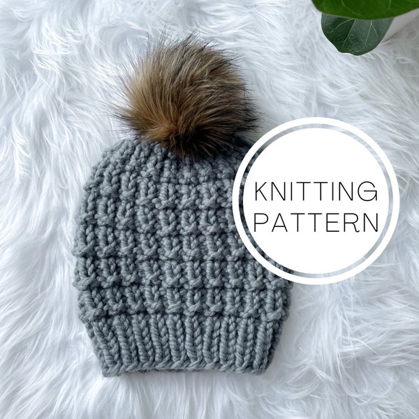 THE RIDGE BEANIE // Infant to adult Knitting Pattern, Womans hat knitting pattern, Winter hat pattern, Beanie Pattern, Chunky Knit Pattern