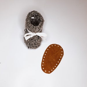 Crochet baby booties with leather sole shop