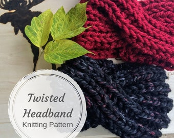 Twisted Headband Knitting Pattern, Knit Twisted Ear Warmer Pattern, Cable Knit Ear Warmer