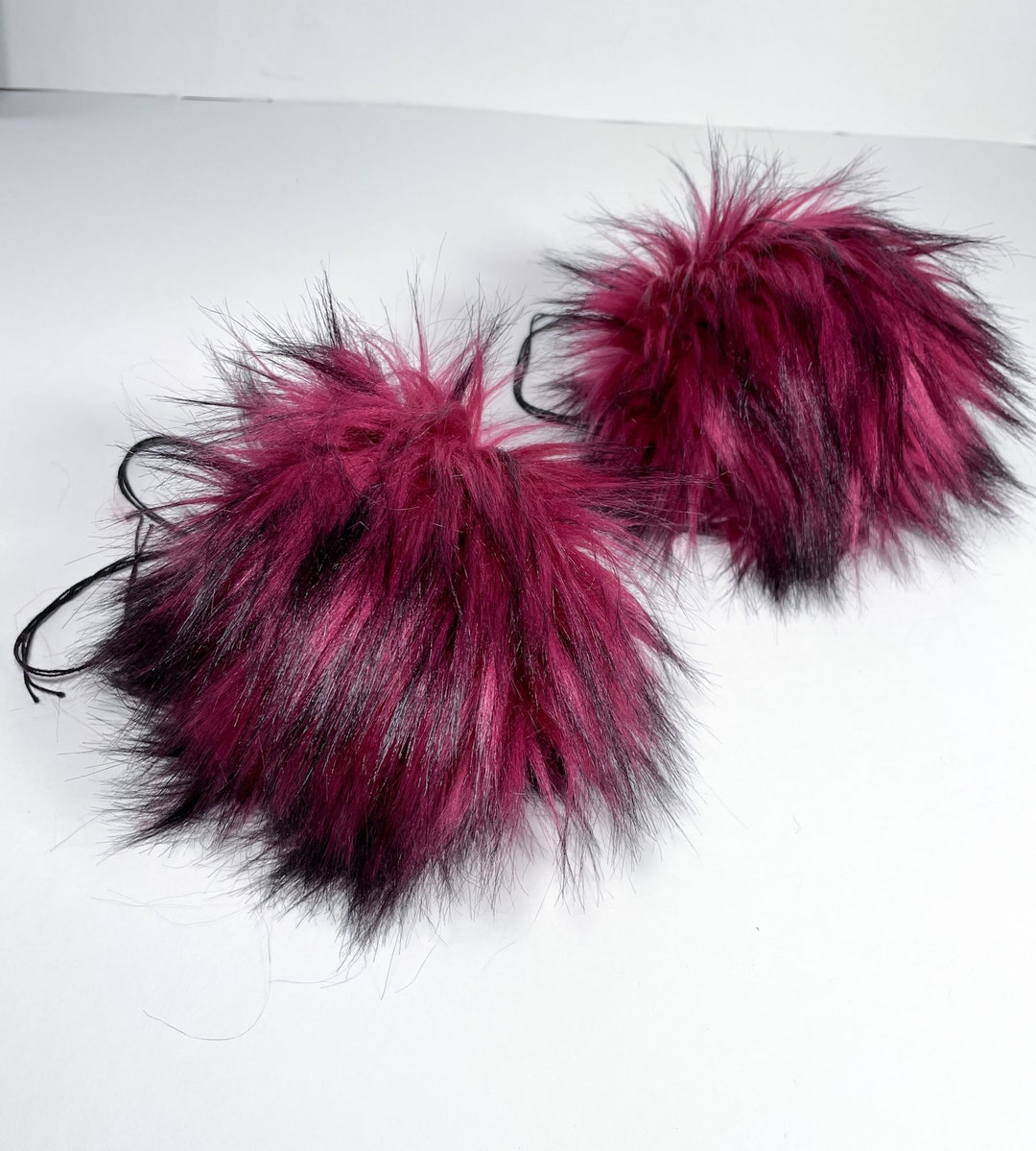 Elegant Pink and Black Felt Women\'s Hat w/fake fur Pom poms il_340x270.4257980588_548i.jpg main image 3