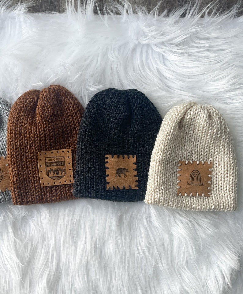 Newborn Winter Patch Beanie // Knit Winter Hat for Baby Baby Etsy Canada