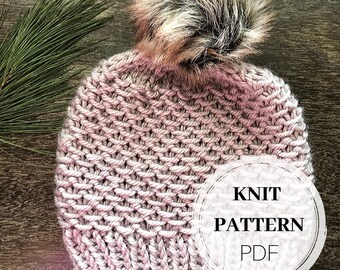 Patrón de punto de sombrero NEVA // Patrón de punto de gorro para adultos, patrón de sombrero de invierno para niños pequeños, sombrero de invierno para bebés