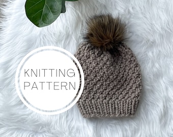Willow Beanie Hat Pattern //  Textured Beanie, Winter Hat knitting Pattern, Pebbled Beanie Pattern, Knit Hat Pattern, adult hat pattern