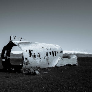 Sólheimasandur Plane Wreck - Iceland ~ Black & White ~ Digital Download ~ Photography ~ Nature ~ Digital Art ~ Wall Art ~ Landscape