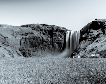 Skógafoss Waterfall - Iceland ~ Black & White ~ Digital Download ~ Photography ~ Nature ~ Digital Art ~ Wall Art ~ Landscape