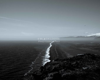 Black Sand Beach - Iceland ~ Black & White ~ Digital Download ~ Photography ~ Nature ~ Digital Art ~ Wall Art ~ Landscape