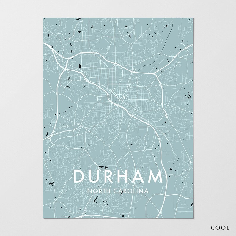 Durham Map Print Minimalist City Map Poster Durham North Etsy