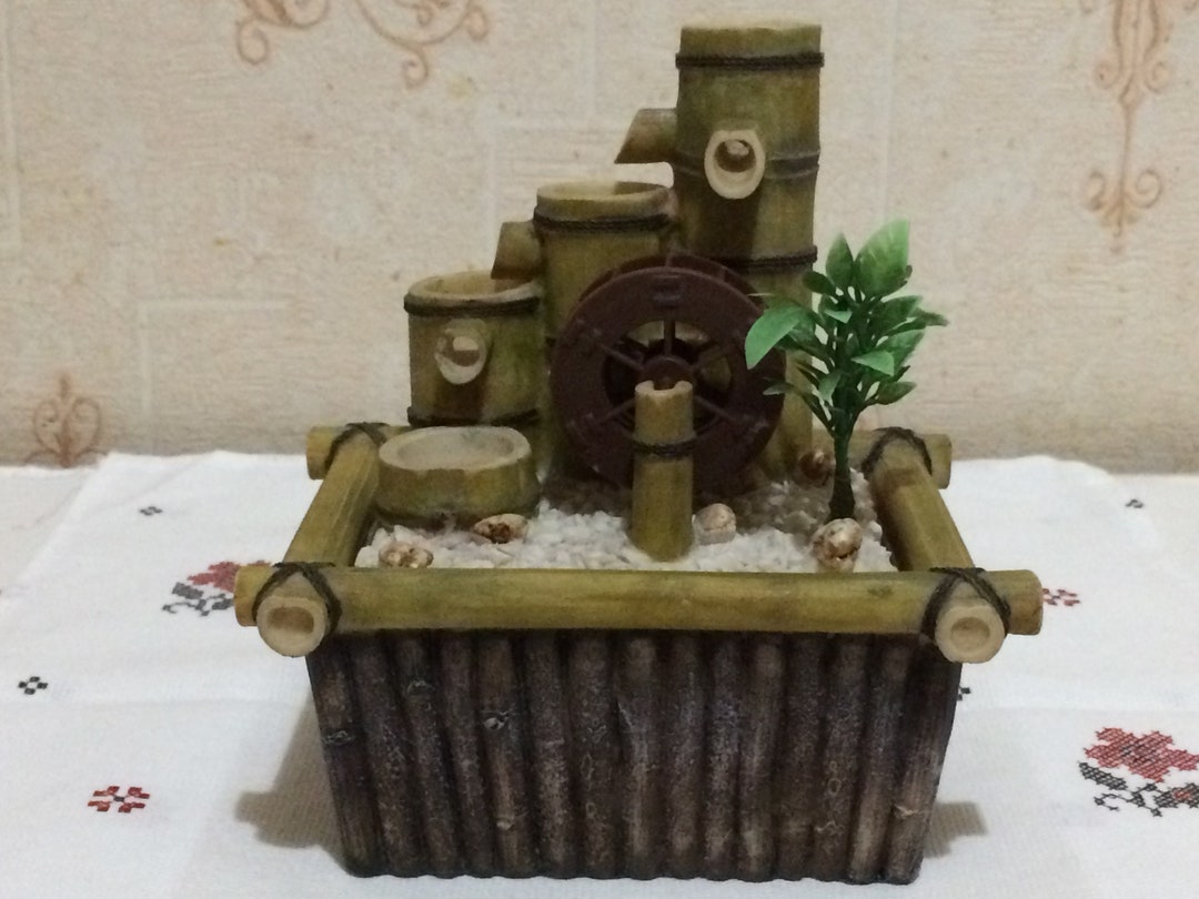 Fountain, Decorative, Tabletop, Water Mill Humidifier Relaxation Water Wheel Health Humid Air