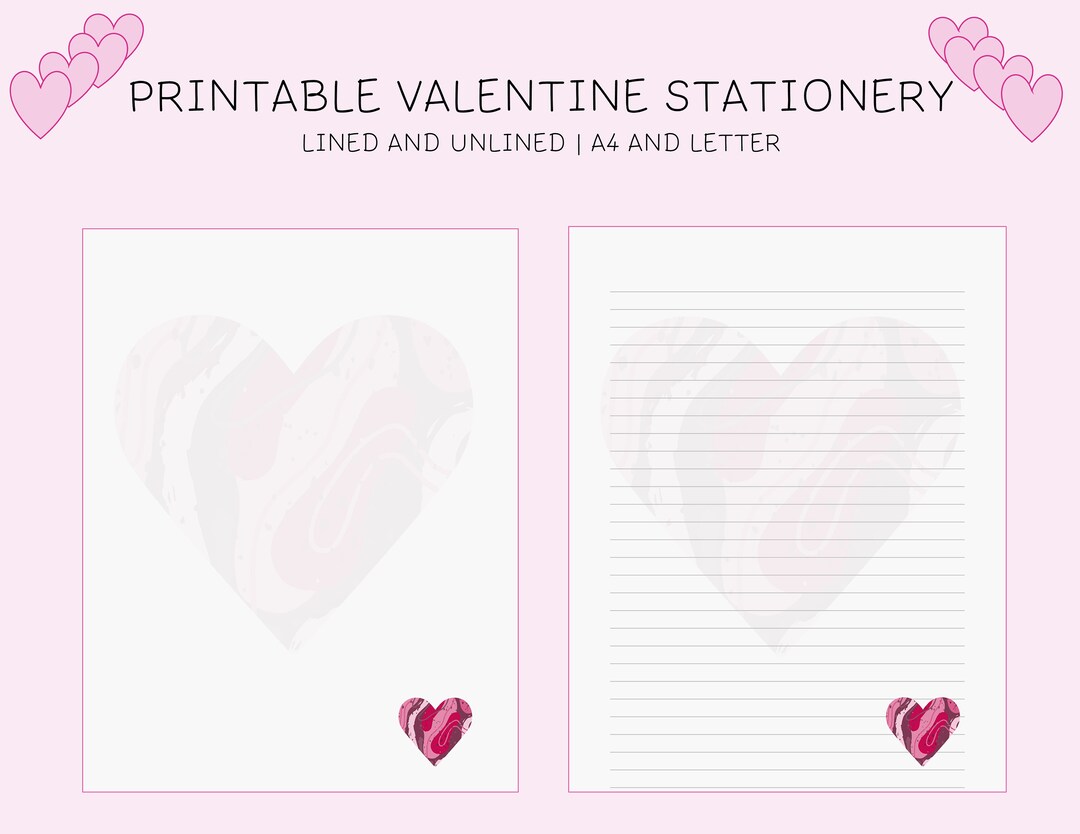 Printable Valentine's Day Letter Writing Paper Heart 9 Digital Download ...