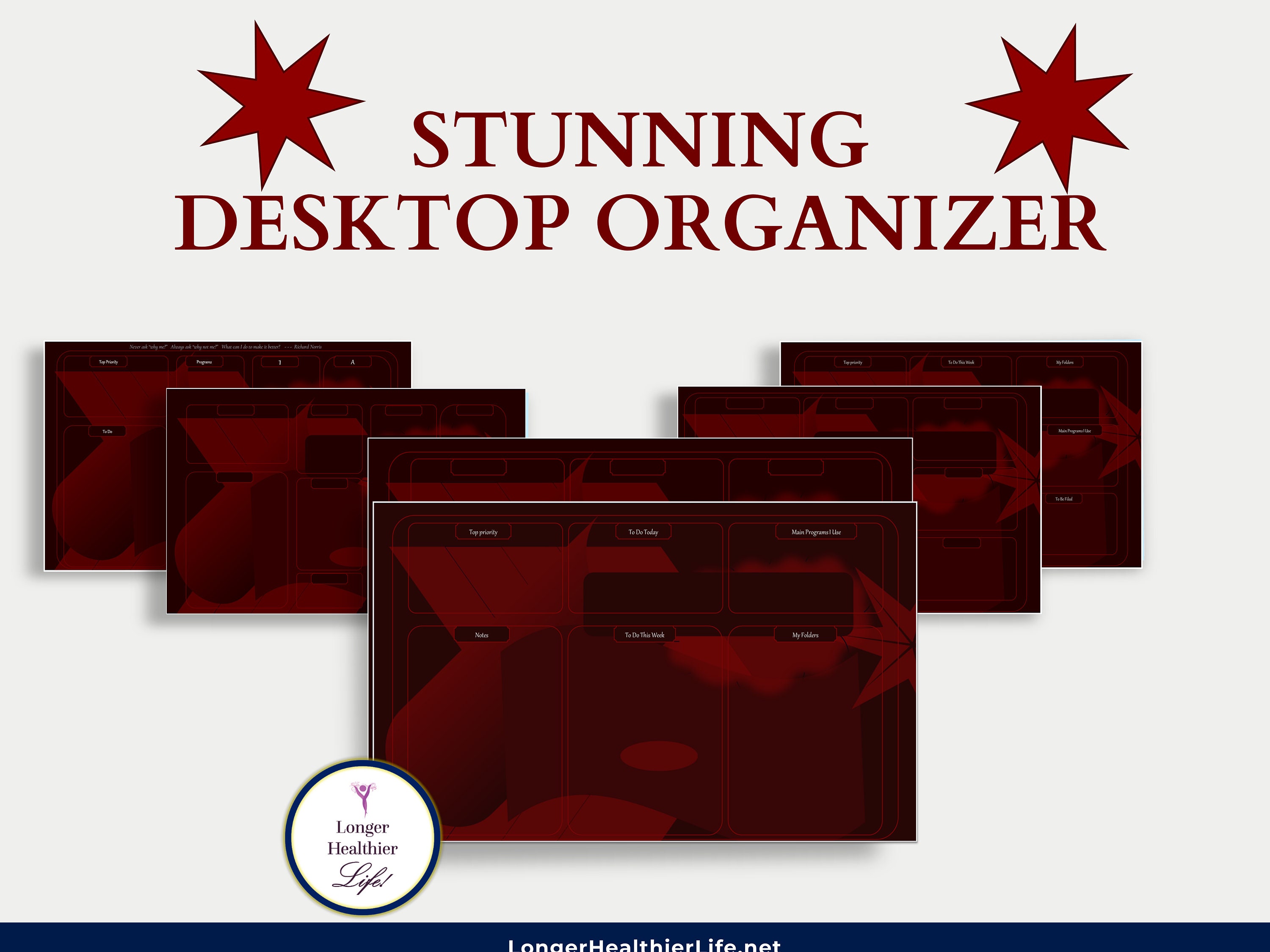 Stunning Desktop Organizer Dark Red Wallpaper | Computer File Organizer ...
