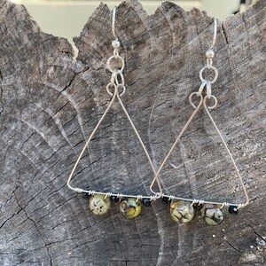 Agate and Czech glass beads and triangle earrings