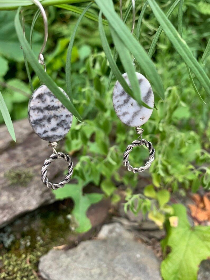 Zebra Jasper and twisted hoop earrings