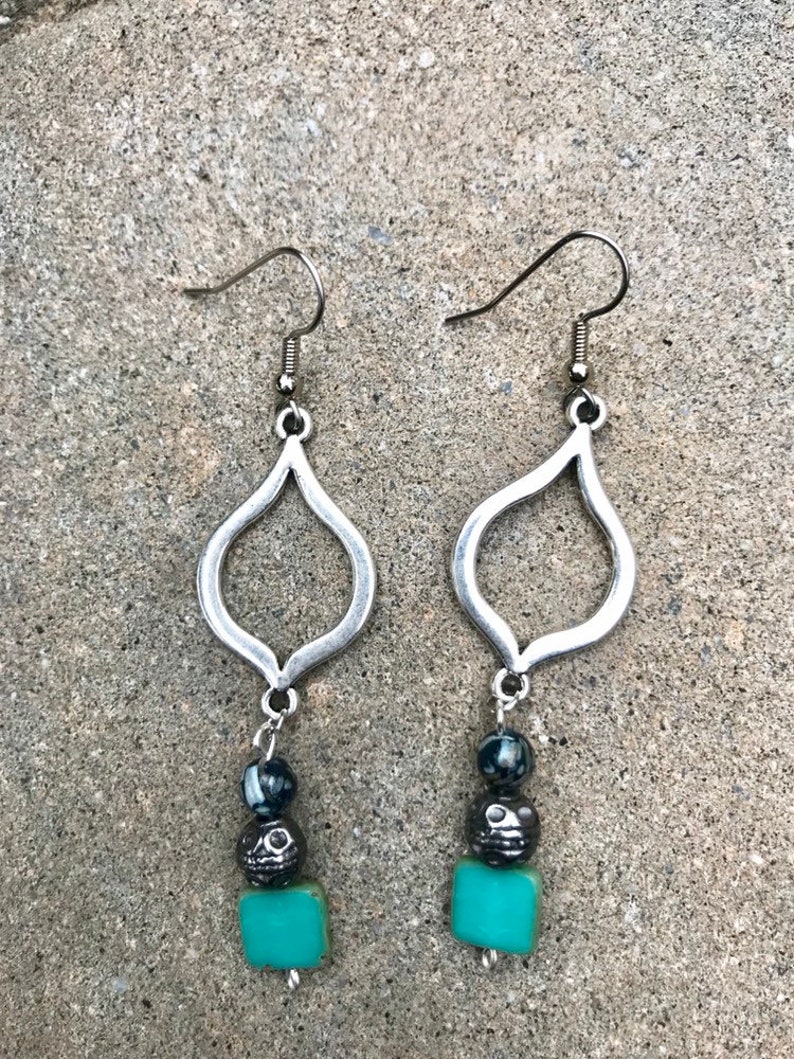 Spade and czech glass earrings
