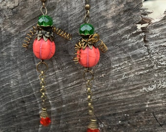 Brass and pumpkin earrings