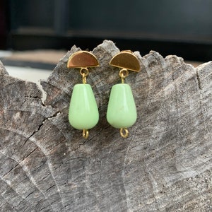 Turquoise and brass semi circle earrings