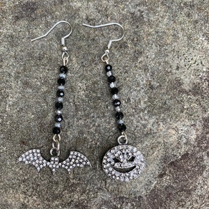 Halloween Mask And Bat Earrings