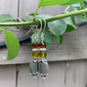 African green jasper and tourmaline earrings