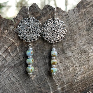 Czech glass snowflake earrings