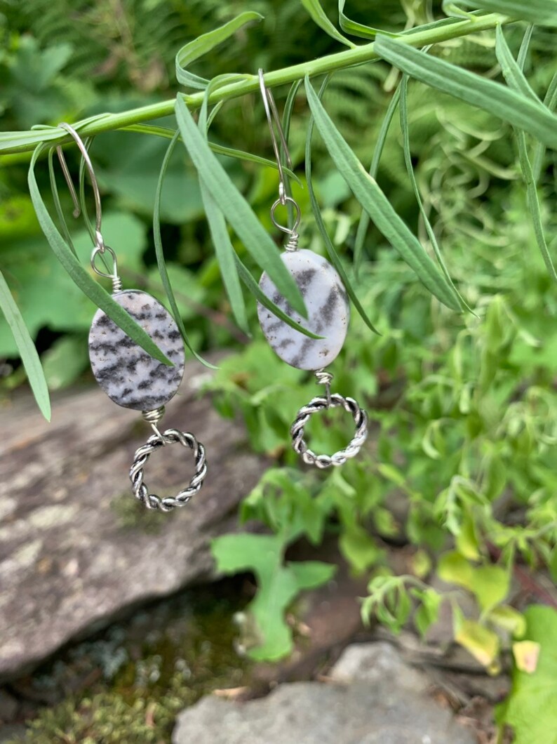 Zebra Jasper and twisted hoop earrings