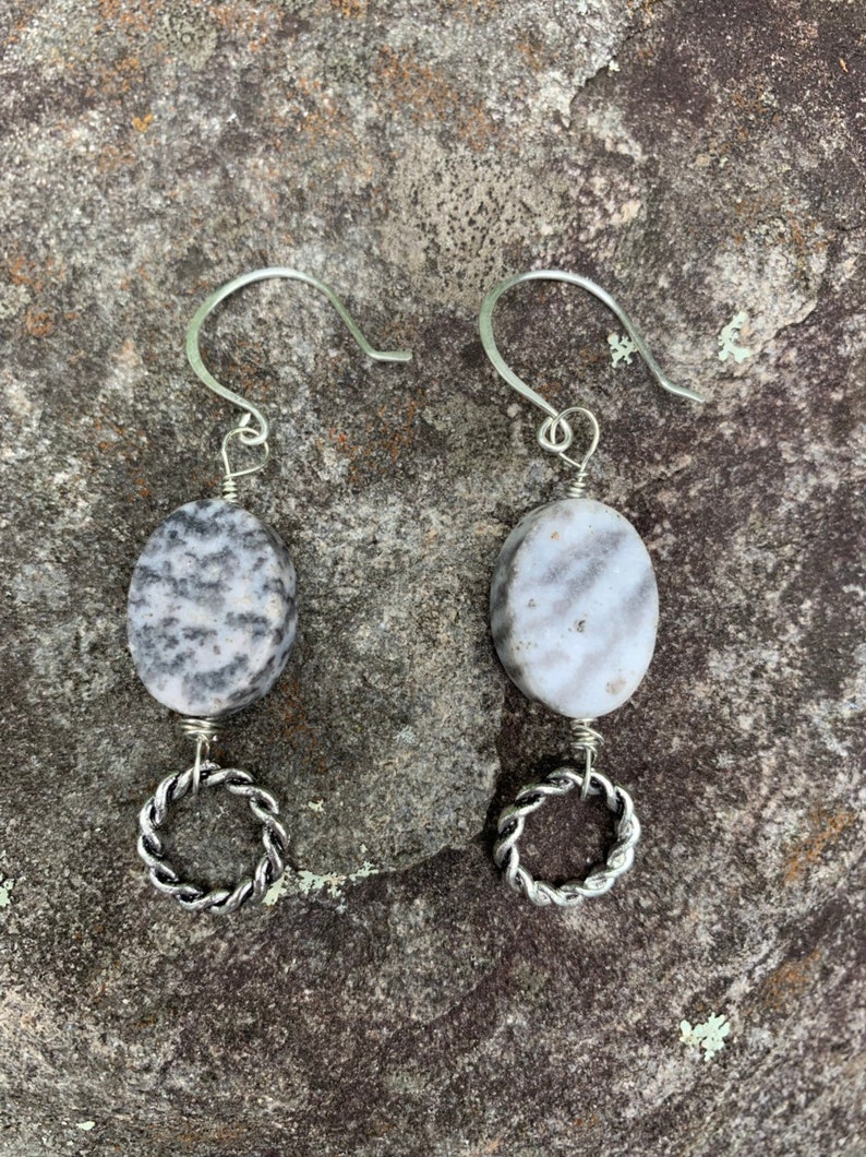 Zebra Jasper and twisted hoop earrings