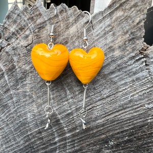 Heart Czech glass and stainless moon earrings