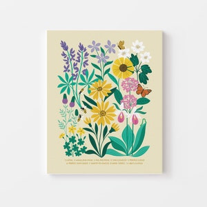 Minnesota Prairie Native Wildflower Wall Art Poster Print