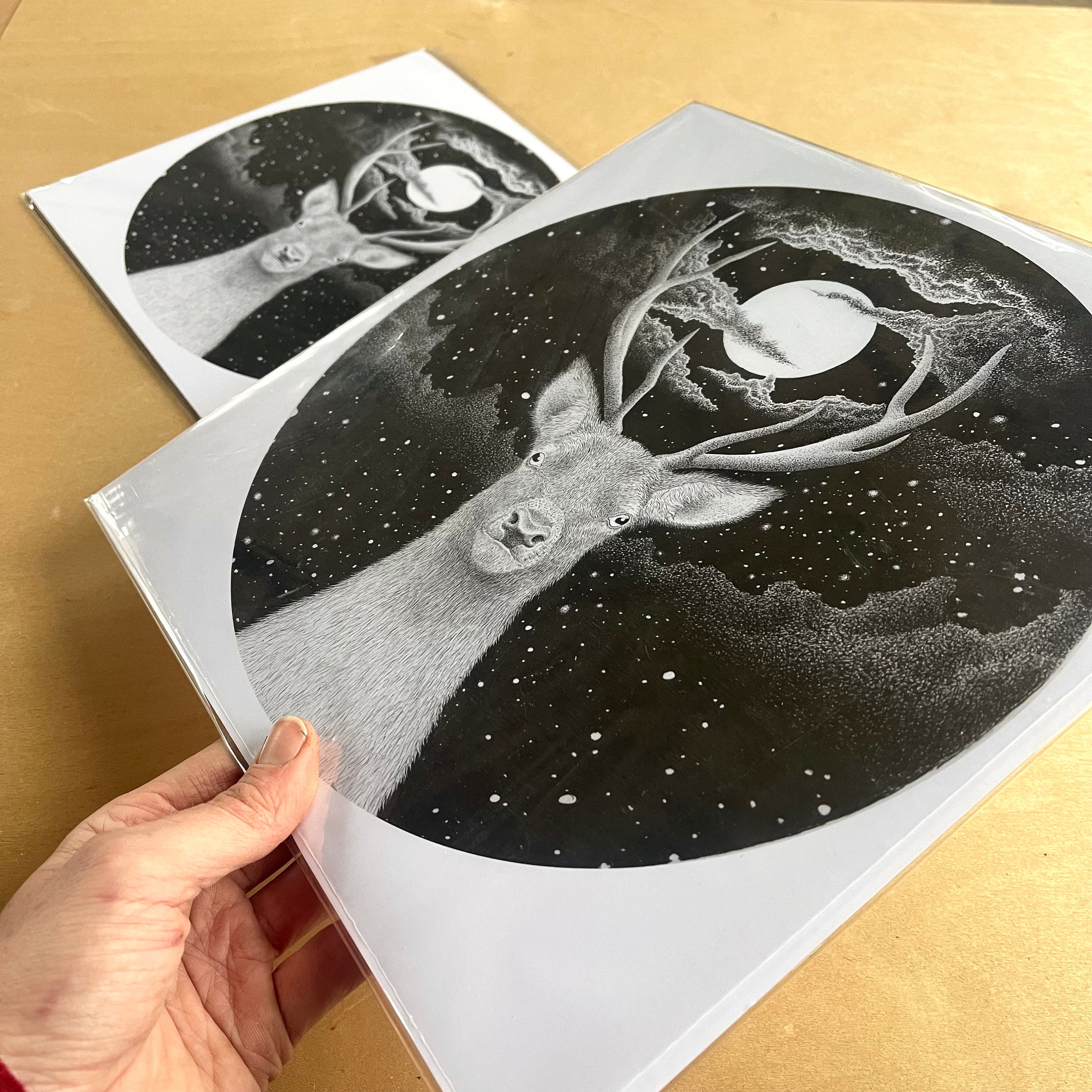 Deer Art Print Giclee Print Deer Art Night Sky Print - Etsy