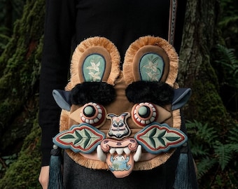 Independent Designer Tiger-Head Crossbody Bag - Modern Embroidery Art Bag