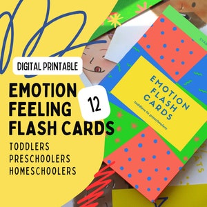 Emotion Feeling Flashcards, 12 Emotion Cards A6, Montessori Materials, Homeschool Printables, Chart, Digital, Emotion regulation cards, PreK