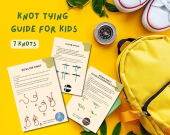 Anleitung zum Knoten binden für Kinder, 7 Knoten, Wie man Knoten bindet, Knoten ausdrucken, Wie man Knoten bindet, Scoutmaterial, Campaktivität, Überlebensfähigkeiten für Kinder