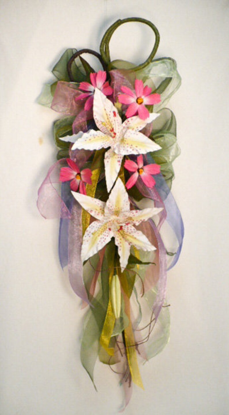 Spring floral ribbon swag everyday ribbon swag lily Etsy