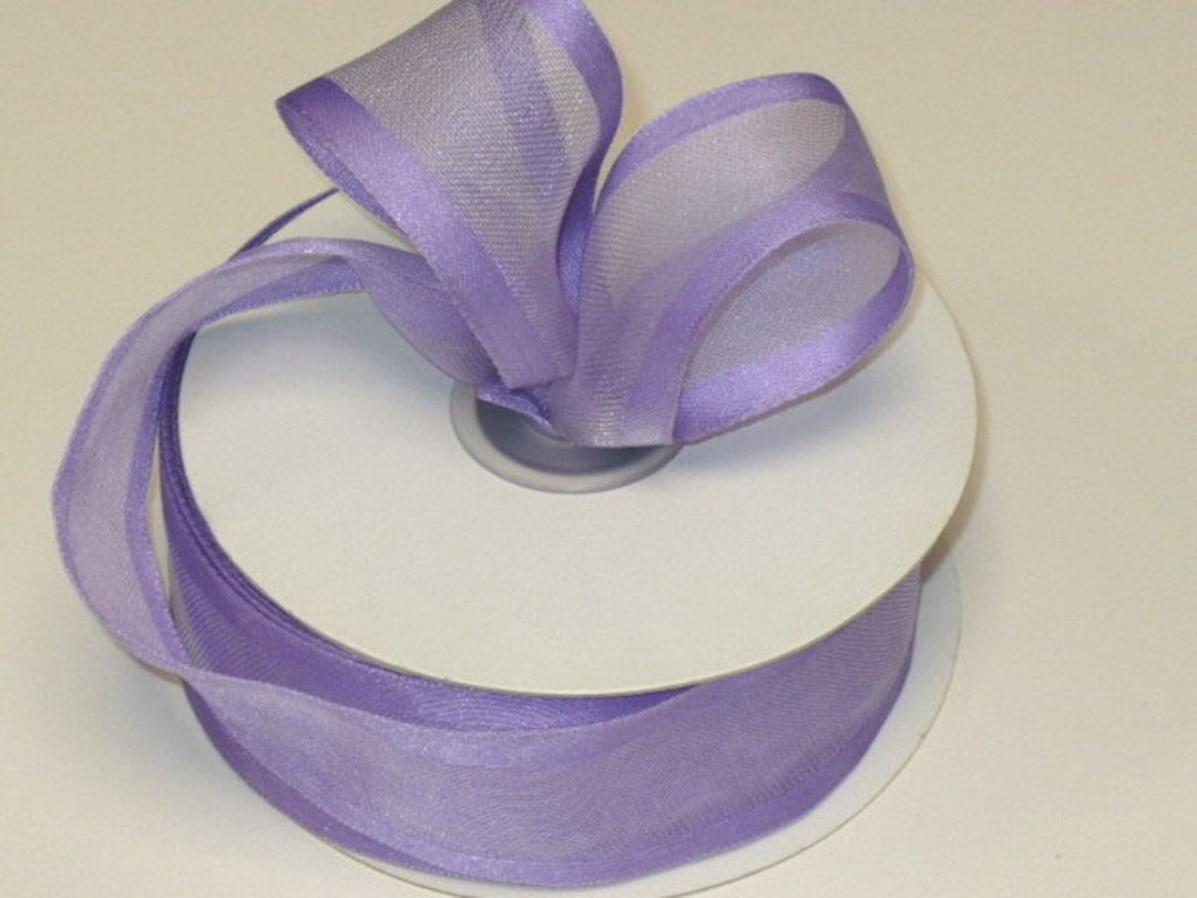 Lavender Sheer Center Ribbon, Solid Wired Edge, 1.5