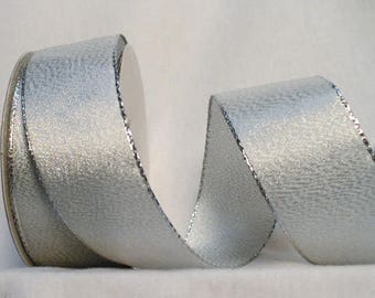 Silver 20mm Wide Metallic Ribbon Per 15m Spool 