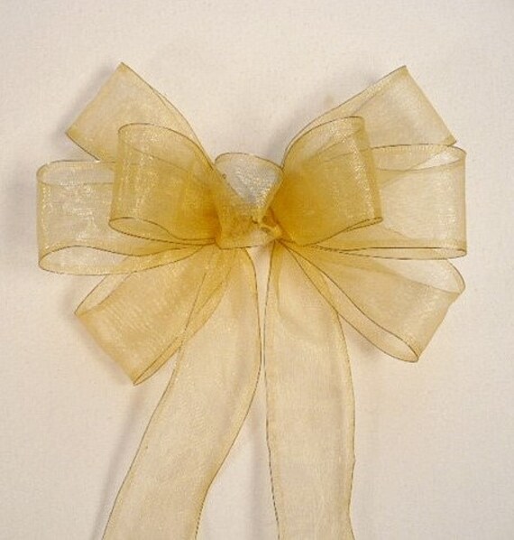 Wired White Chiffon Sheer Bows (2.5