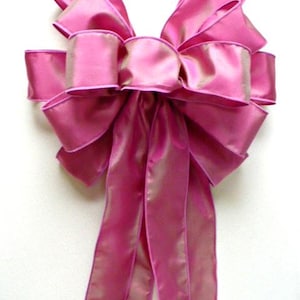 Pink wedding bow, Christmas pink solid two tones tree bow,  two tone blend pink luminous bow, pink wedding/pew bow, wreath bow, gift bow.